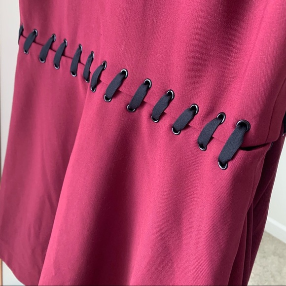 🍉Elizabeth and James Dress Carter Lace-Up Fit & Flare Sleeveless Burgundy - Picture 7 of 13